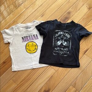 Nirvana and Johnny Cash Kids T-Shirts - Cream and Black